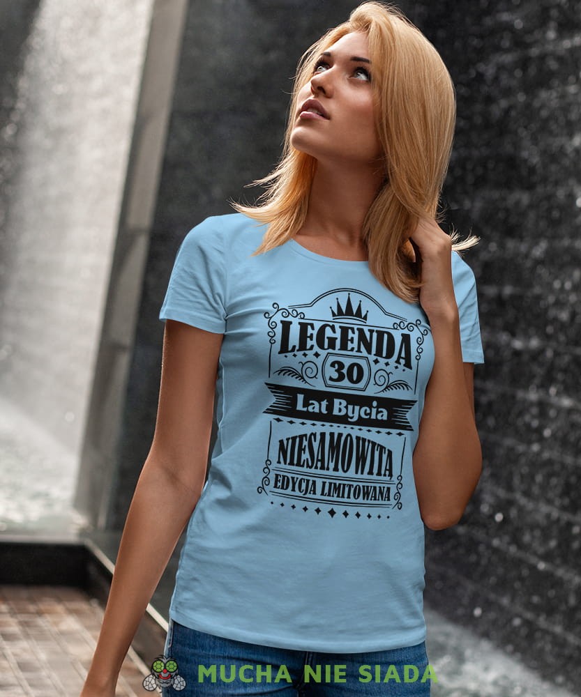 Legenda 20 30 40 50 60 lat bycia niesamowitą Edycja limitowana, jasnoniebieska damska koszulka urodzinowa z nadrukiem, na urodziny, na prezent, dla niej, mucha nie siada, mns.jpg