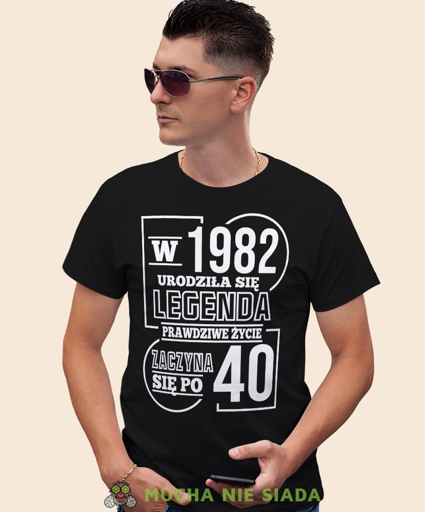 Urodziła się legenda - prawdziwe życie zaczyna się po 20 30 40 50 60 70, czarna męska koszulka urodzinowa, na urodziny, na prezent, fajna koszulka, dla chłopaka, dla męża, mucha nie siada, mns.jpg