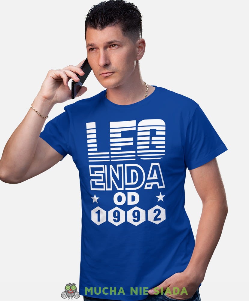 Legenda od Twój rok urodzenia, niebieska męska koszulka urodzinowa, na urodziny, na prezent, fajna koszulka, dla chłopaka, dla męża, mucha nie siada, mns.jpg