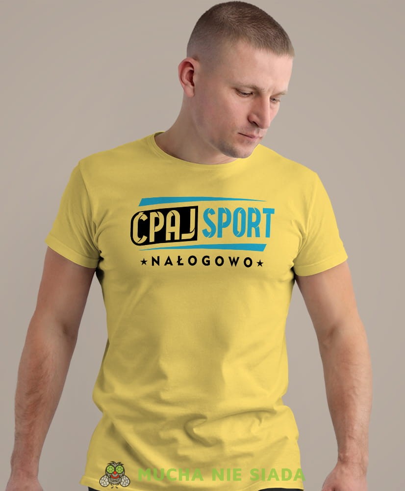 ćpaj sport nałogowo, żółta koszulka na siłownię, męska koszulka, koszulka sportowa, na sport, gym, na siłownię.jpg