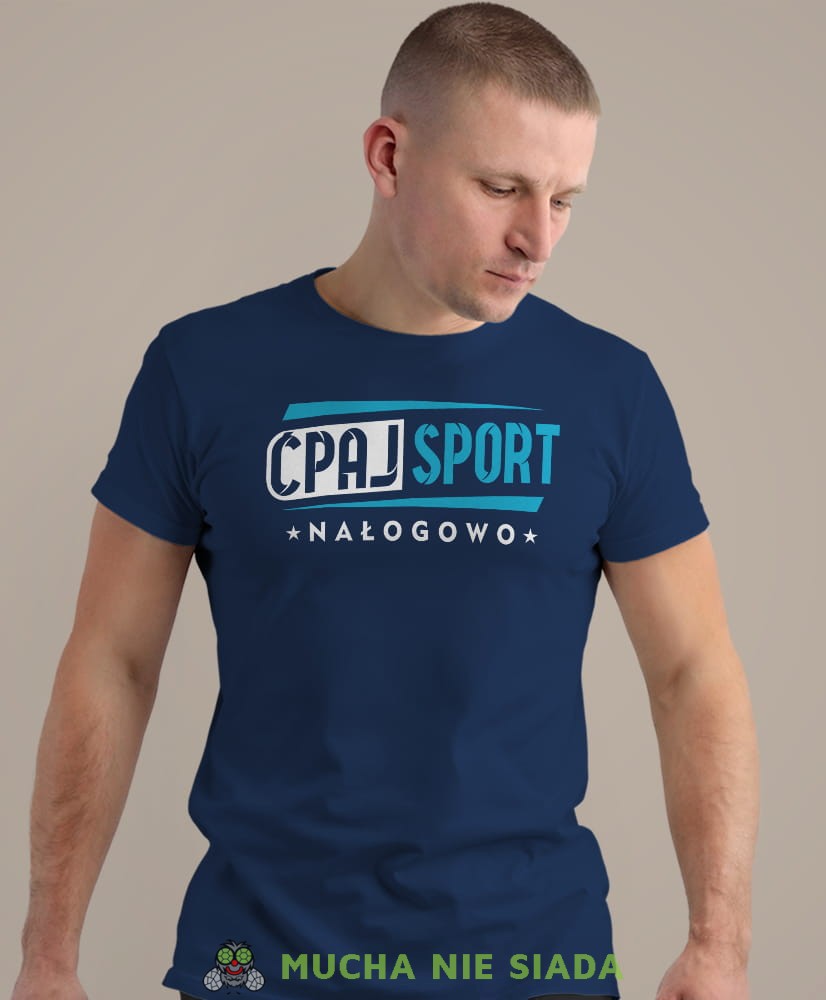 ćpaj sport nałogowo, granatowa koszulka na siłownię, męska koszulka, koszulka sportowa, na sport, gym, na siłownię.jpg