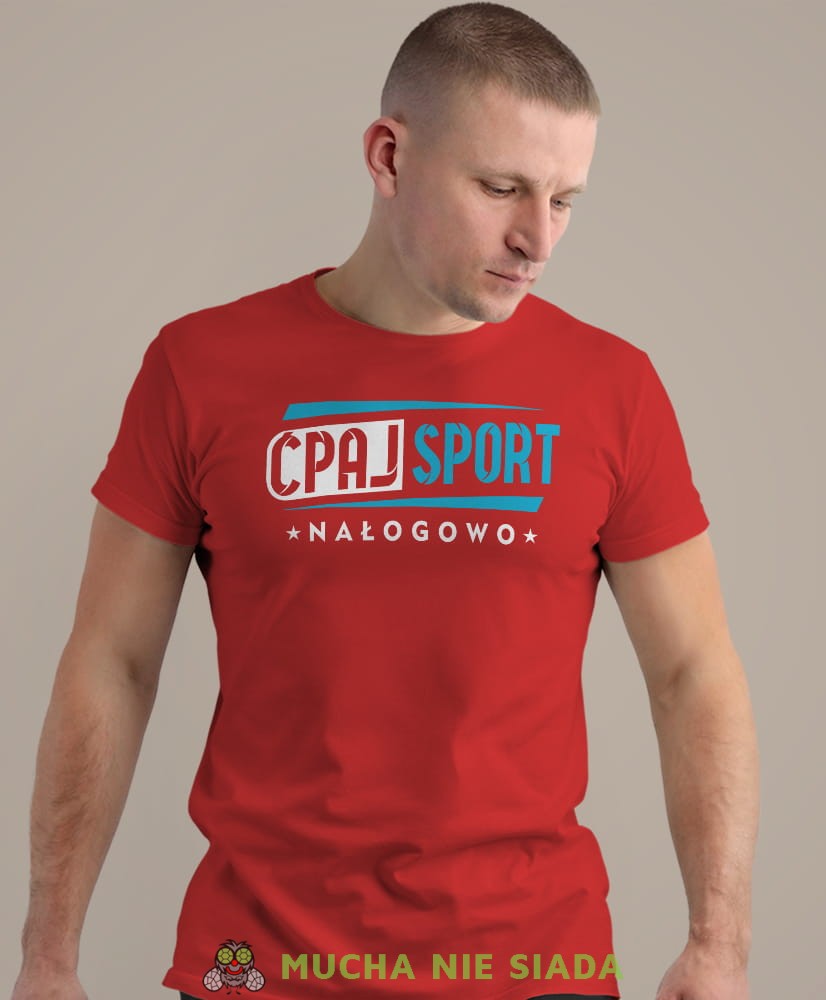 ćpaj sport nałogowo, czerwona koszulka na siłownię, męska koszulka, koszulka sportowa, na sport, gym, na siłownię.jpg
