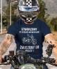 Stworzony by jeździć motocyklem zmuszony do pracy, granatowa koszulka dla motocyklisty, na motocykl, na prezent dla miłośnika motocykli, motocykl.jpg
