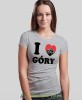 Damska koszulka z nadrukiem - Kocham góry, I love góry - Idealna na wypad w góry, szara koszulka z nadrukiem, wycieczka w góry, górska wyprawa, T-shirt dla miłośników turystyki górskiej, mucha nie siada koszulki.jpg