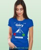 Damska koszulka z nadrukiem - Góry dzwonią muszę iść - Idealna za wypad w góry, niebieska koszulka z nadrukiem, wycieczka w góry, górska wyprawa, T-shirt dla miłośników turystyki górskiej, mucha nie siada koszulki.jpg