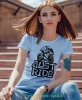 Just ride, jasnoniebieska damska koszulka, koszulka motocyklowa, koszulka dla motocyklistki, damska koszulka na motocykl, dla miłośniczki motocykli, mucha nie siada sklep.webp