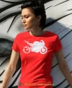 Motocykl serca, czerwona damska koszulka, koszulka motocyklowa, koszulka dla motocyklistki, damska koszulka na motocykl, dla miłośniczki motocykli, motocykl, mucha nie siada sklep.webp