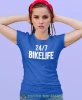Bikelife, niebieska damska koszulka, koszulka motocyklowa, koszulka dla motocyklistki, damska koszulka na motocykl, koszulka dla miłośniczki motocykli, mucha nie siada sklep.webp