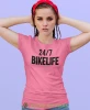 Bikelife, różowa damska koszulka, koszulka motocyklowa, koszulka dla motocyklistki, damska koszulka na motocykl, koszulka dla miłośniczki motocykli, mucha nie siada sklep.webp