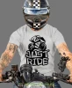 Just ride, szara męska koszulka, koszulka dla motocyklisty, koszulki na motocykl, koszulka na motocykl, męska koszulka na motocykl na prezent dla miłośnika motocykli.webp