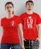 Love Love, czerwone koszulki dla par, dla męża, dla żony, dla chłopaka, dla dziewczyny, dla zakochanych, dla par, walentynki, fajne koszulki, t-shirty dla par, mucha nie siada, mns.webp