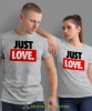 Just Love, szare koszulki dla par, dla męża, dla żony, dla chłopaka, dla dziewczyny, dla zakochanych, dla par, walentynki, fajne koszulki, t-shirty dla par, mucha nie siada, mns.webp