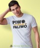 piwo to moje paliwo, biała męska koszulka z nadrukiem na co dzień, na prezent, fajna koszulka.jpg