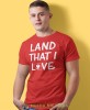 land that i love Poland, czerwona męska koszulka z nadrukiem, koszulka patriotyczna, koszulki z grafiką patriotyczną, dla mężczyzny, dla chłopaka na prezent, koszulka Polska, koszulki Polska.jpg