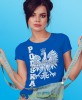 Polska Orzeł Polski tekst w pionie niebieska damska koszulka patriotyczna, patriotka, koszulka dla niej, dla dziewczyny, koszulka na prezent.jpg