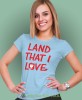 land that i love jasnoniebieska damska koszulka patriotyczna, patriotka, koszulka dla niej, dla dziewczyny, koszulka na prezent.jpg