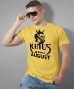 Kings are born in męska koszulka urodzinowa żółta