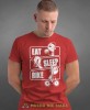 eat sleep bike, czerwona męska koszulka rowerowa z nadrukiem, na rower, na co dzień, na prezent, fajna koszulka dla chłopaka, rower, rowerzysta.jpg