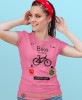 bike is calling i must go, różowa damska koszulka rowerowa z nadrukiem, na rower, fajna koszulka dla rowerzystki, na co dzień, na prezent.jpg