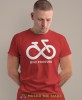 bike forever, czerwona męska koszulka rowerowa z nadrukiem, na rower, na co dzień, na prezent, fajna koszulka, rower, rowerzysta.jpg