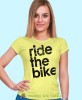 ride the bike, żółta damska koszulka rowerowa z nadrukiem, na rower, fajna koszulka dla rowerzystki, na co dzień, na prezent.jpg