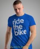 ride the bike, niebieska męska koszulka rowerowa z nadrukiem, na rower, na co dzień, na prezent, fajna koszulka dla chłopaka, rower, rowerzysta.jpg