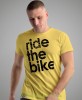 ride the bike, żółta męska koszulka rowerowa z nadrukiem, na rower, na co dzień, na prezent, fajna koszulka dla chłopaka, rower, rowerzysta.jpg