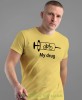 bike is my drug, żółta męska koszulka rowerowa z nadrukiem, na rower, na co dzień, na prezent, fajna koszulka dla chłopaka, rower, rowerzysta.jpg