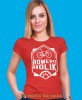 roweroholik, czerwona damska koszulka rowerowa z nadrukiem, na rower, fajna koszulka dla rowerzystki, na co dzień, na prezent .jpg
