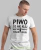 piwo to nie klej więc nie wąchaj tylko chlej, biała męska koszulka z nadrukiem na co dzień, na prezent, fajna koszulka.jpg