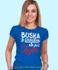 boska mądra ale już zajęta, niebieska damska koszulka z nadrukiem na prezent, fajna koszulka, dla dziewczyny dla żony.jpg