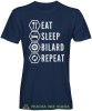 eat sleep bilard repeat, męska granatowa koszulka,  koszulka dla bilardzisty, koszulka na bilard, dla chłopaka, dla męża, dla niego, na prezent, mucha nie siada, mns.jpg