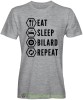 eat sleep bilard repeat, męska szara koszulka,  koszulka dla bilardzisty, koszulka na bilard, dla chłopaka, dla męża, dla niego, na prezent, mucha nie siada, mns.jpg