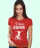 i love my bike, czerwona damska koszulka rowerowa z nadrukiem, na rower, fajna koszulka dla rowerzystki, na co dzień, na prezent_.jpg