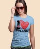 I love Poland folklor, jasnoniebieska damska koszulka z nadrukiem, koszulka patriotyczna, koszulki z grafiką patriotyczną, orzeł polski, dla kobiet, koszulka Polska, koszulki Polska.jpg