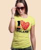 I love Poland folklor, żółta damska koszulka z nadrukiem, koszulka patriotyczna, koszulki z grafiką patriotyczną, orzeł polski, dla kobiet, koszulka Polska, koszulki Polska.jpg