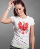 Polska - orzeł, biała damska koszulka z nadrukiem, koszulka patriotyczna, koszulki z grafiką patriotyczną, orzeł polski, dla kobiet, koszulka Polska, koszulki Polska.jpg
