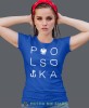 Polska - Orzeł - Polska Walcząca, niebieska damska koszulka z nadrukiem, koszulka patriotyczna, koszulki z grafiką patriotyczną, orzeł polski, dla kobiet, koszulka Polska, koszulki Polska.jpg
