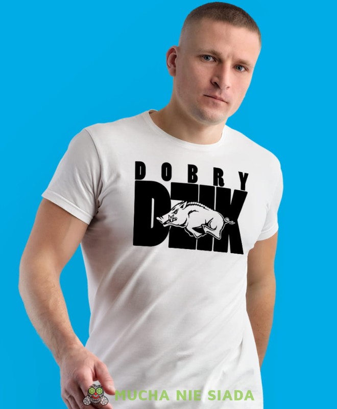 dobry dzik, biała koszulka na siłownię, męska koszulka, koszulka sportowa, na sport, gym, na siłownię.jpg