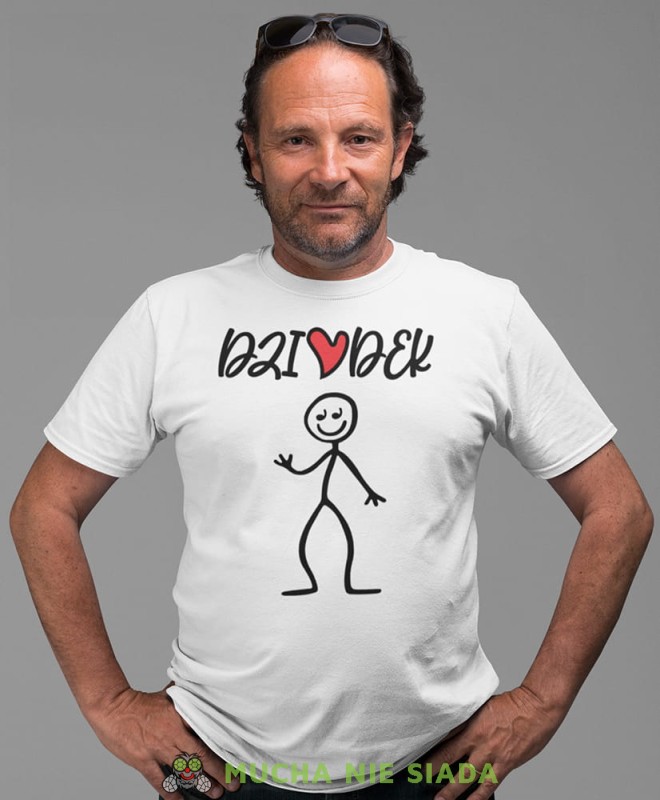 Dziadek serce, biała koszulka męska dla dziadka, na urodziny, na dzień dziadka, na prezent, mucha nie siada, mns sklep.jpg