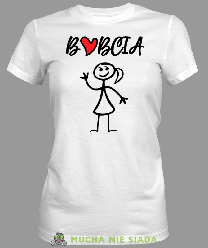 Babcia serce, biała koszulka damska dla babci, na urodziny, na dzień babci, na prezent, mucha nie siada sklep, mns.jpg