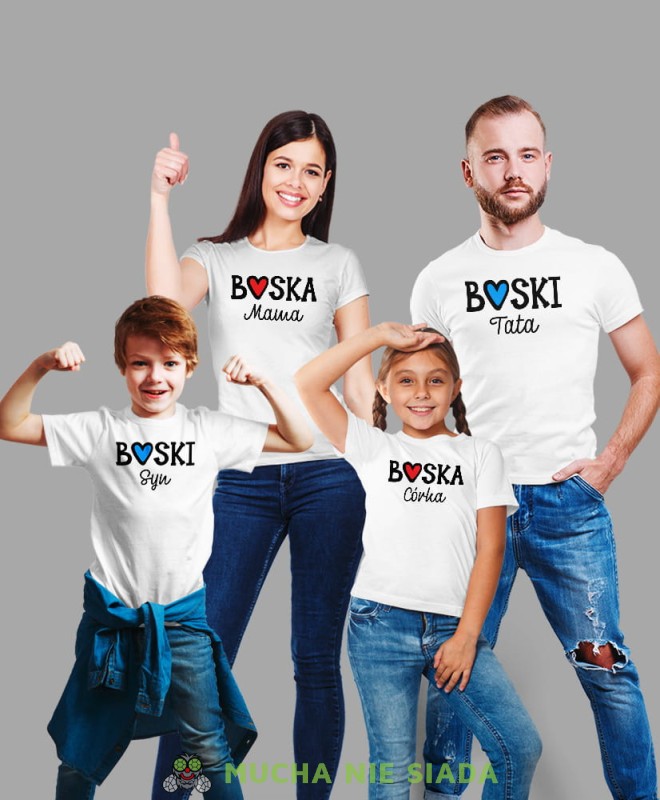 Boska rodzina, zestaw bialych koszulek,  tata, syn, mama, córka, na prezent, fajne koszulki, koszulki rodzinne, mucha nie siada sklep, rodzina, mns.jpg