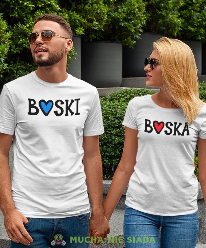 Boska Boski, białe koszulki dla par, dla chłopaka, dla dziewczyny, mąż, żona, walentynki, fajne koszulki, t-shirty dla par, mucha nie siada sklep, mns sklep.jpg
