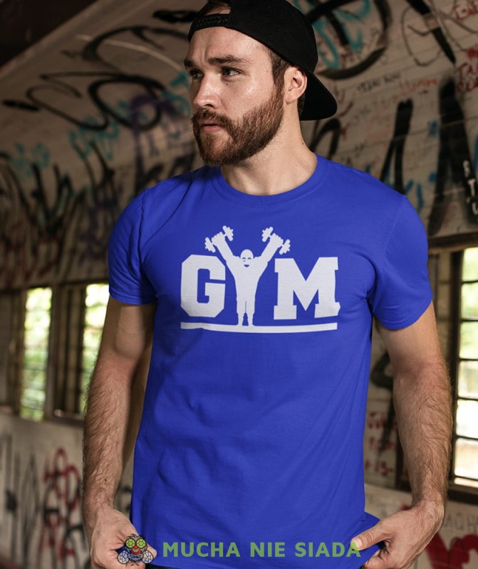 Gym, siłacz, niebieska męska koszulka na siłownię koszulka sportowa, crossfit, na siłownię mns.jpg