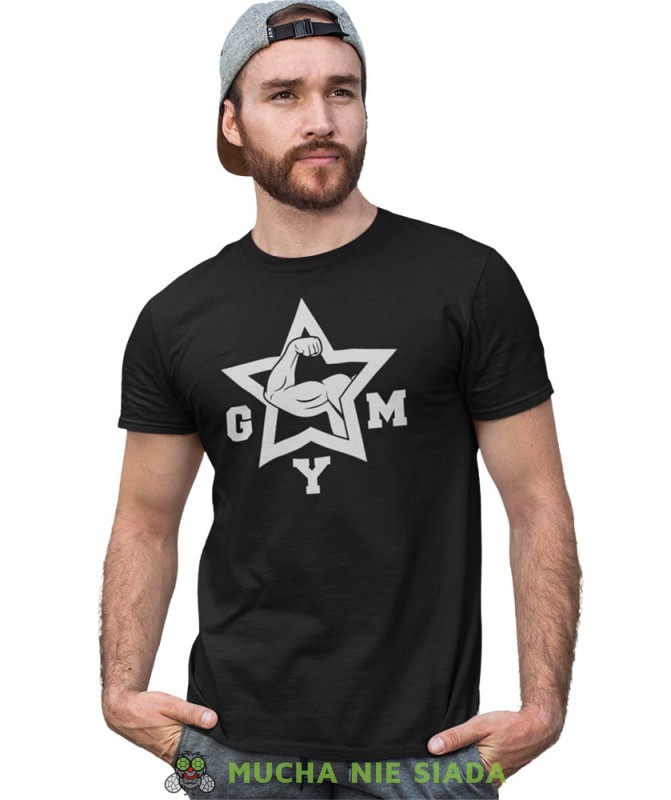 Gym, czarna męska koszulka na siłownię koszulkaz sportowa, crossfit, na siłownię mns.jpg
