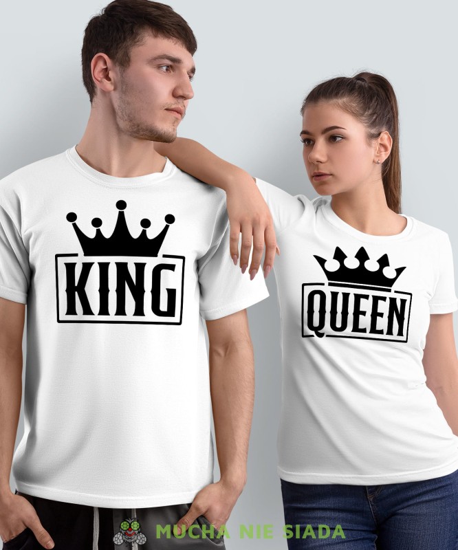 King Queen, białe koszulki dla par, dla męża, dla żony, dla chłopaka, dla dziewczyny, dla zakochanych, dla par, walentynki, fajne koszulki, t-shirty dla par, mucha nie siada, mns.jpg