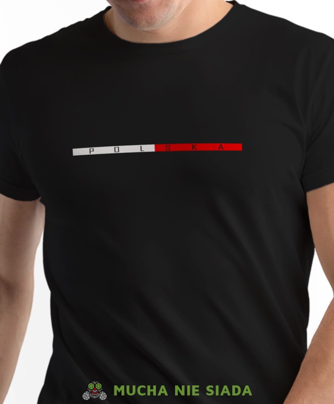 Polska Biało Czerwony motyw, czarna męska koszulka, koszulka patriotyczna, koszulki z grafiką patriotyczną, dla mężczyzny, koszulka Polska, koszulki Polska 2.jpg