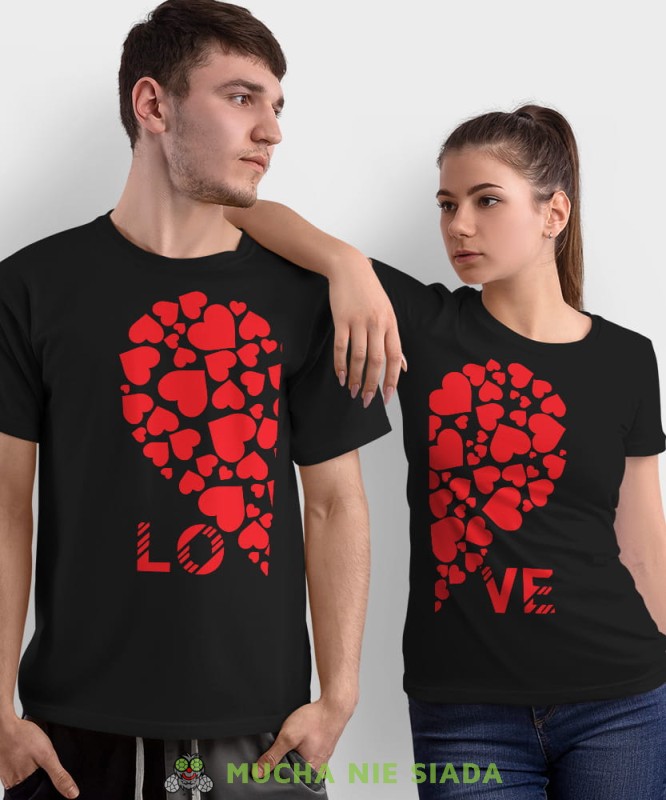 LOVE serca, czarne koszulki dla par, dla męża, dla żony, dla chłopaka, dla dziewczyny, dla zakochanych, dla par, walentynki, fajne koszulki, t-shirty dla par, mucha nie siada, mns.jpg