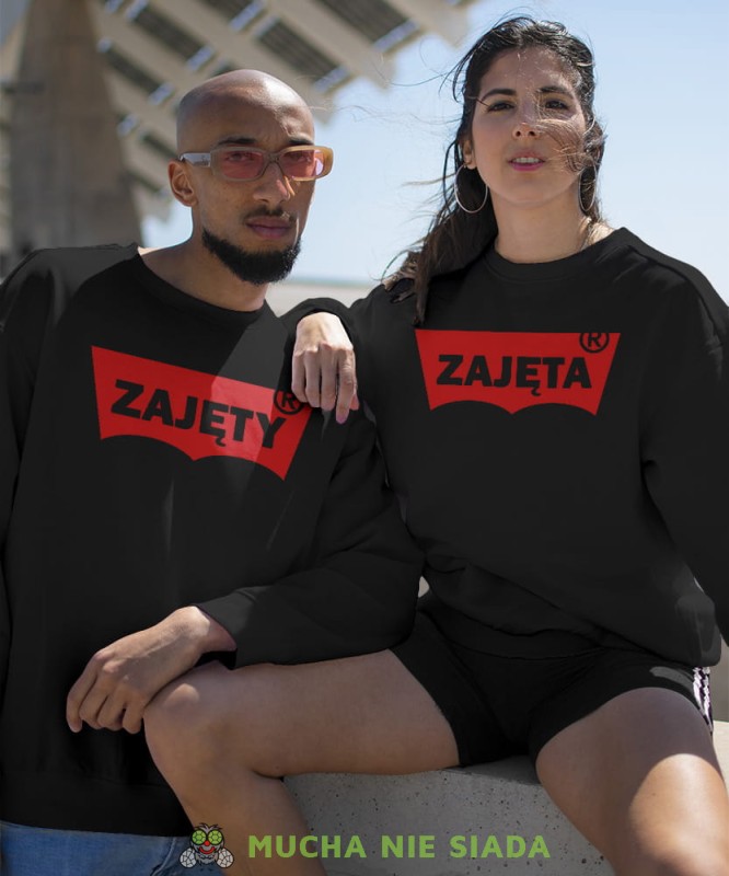 Zajęty Zajęta, czarne bluzy dla par, dla chłopaka, dla dziewczyny, dla zakochanych, dla par, bluzy na  walentynki, fajne bluzy, bluzy dla par, mucha nie siada, mns.jpg