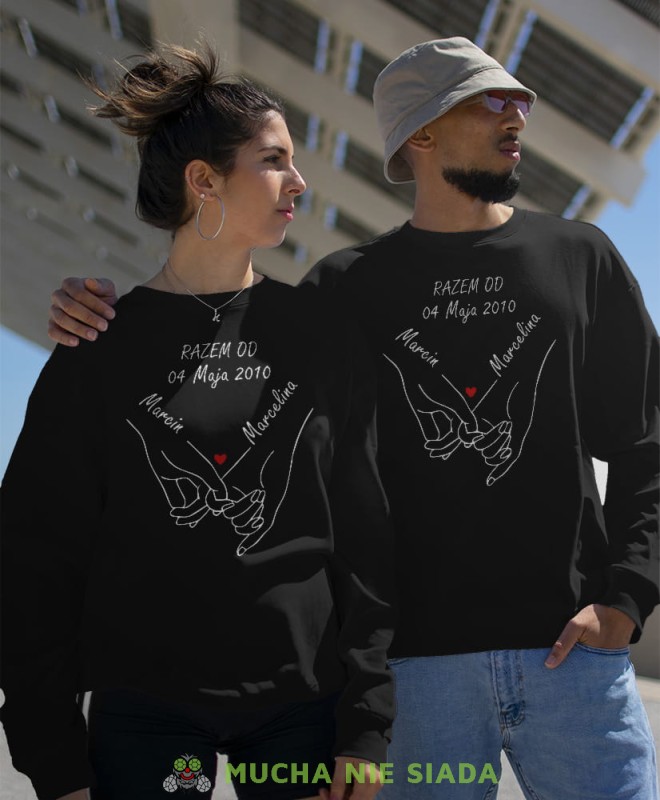 Razem od Imiona, czarne bluzy dla par, dla chłopaka, dla dziewczyny, dla zakochanych, dla par, bluzy na  walentynki, fajne bluzy, bluzy dla par, mucha nie siada, mns.jpg